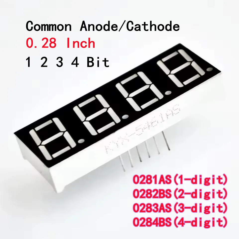 10 peças 7 led 0.28 alto brilho vermelho 0.28 polegadas display led 7 segmentos 0.28 polegadas 1/2/3/4 dígitos cátodo comum ânodo comum