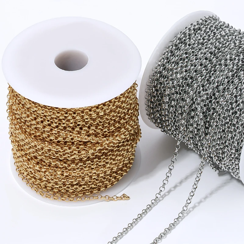 18K Gold Plated Oval Cable Chain Bulk Spool,Long Oval Link Cable Chain Bulk Supplies For Handmade Jewelry Pendant Accessories