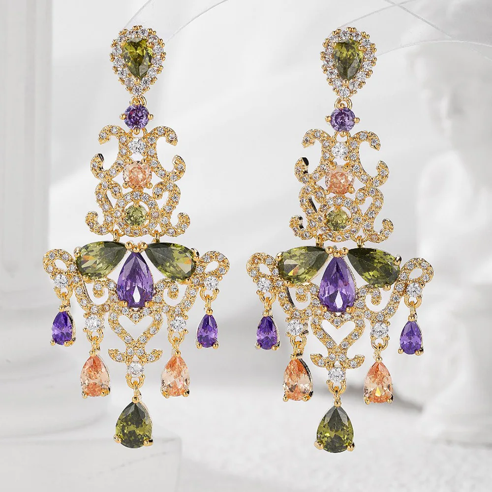 

Missvikki New Luxury Romantic Sweet Drop Earrings Shiny Cubic Zircon Fashion Earrings For Women Bridal Wedding Party Accessories