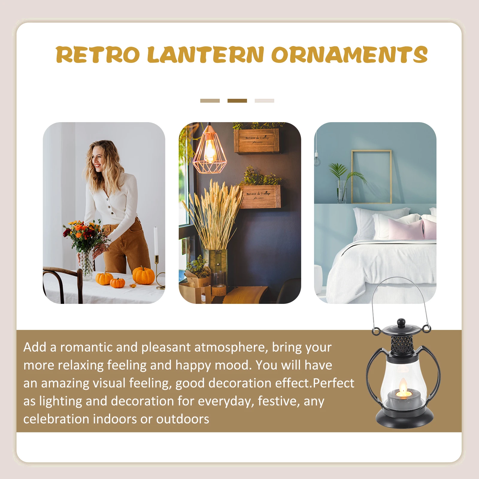 

4pcs Vintage Lantern Light Handheld Decorative Lamp Retro Hurricane Lantern For Indoor Outdoor Decoration Desktop