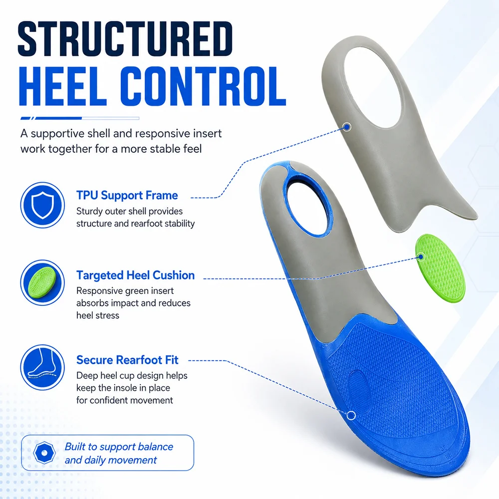 1-2 Pairs Adult Orthopedic Correction Insoles Arch Support Flat Feet Plantar Fasciitis Relief Running Shoes EiD