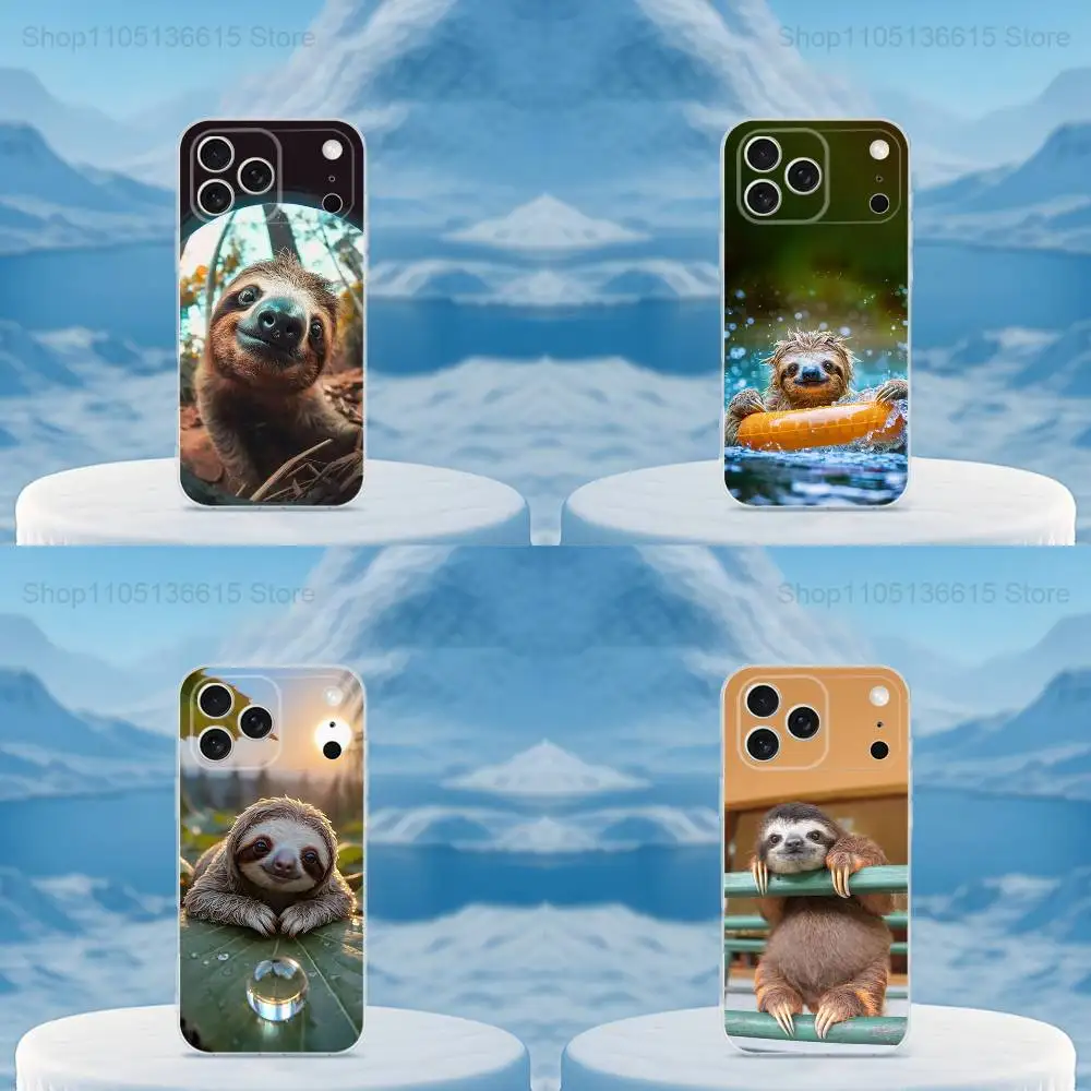 

Animal Funny Sloth Cute Phone Case For iPhone 16,15,14,13,12,11,17 Pro,Max,Plus,X,XS,XR,SE,Mini Transparent Soft Cover