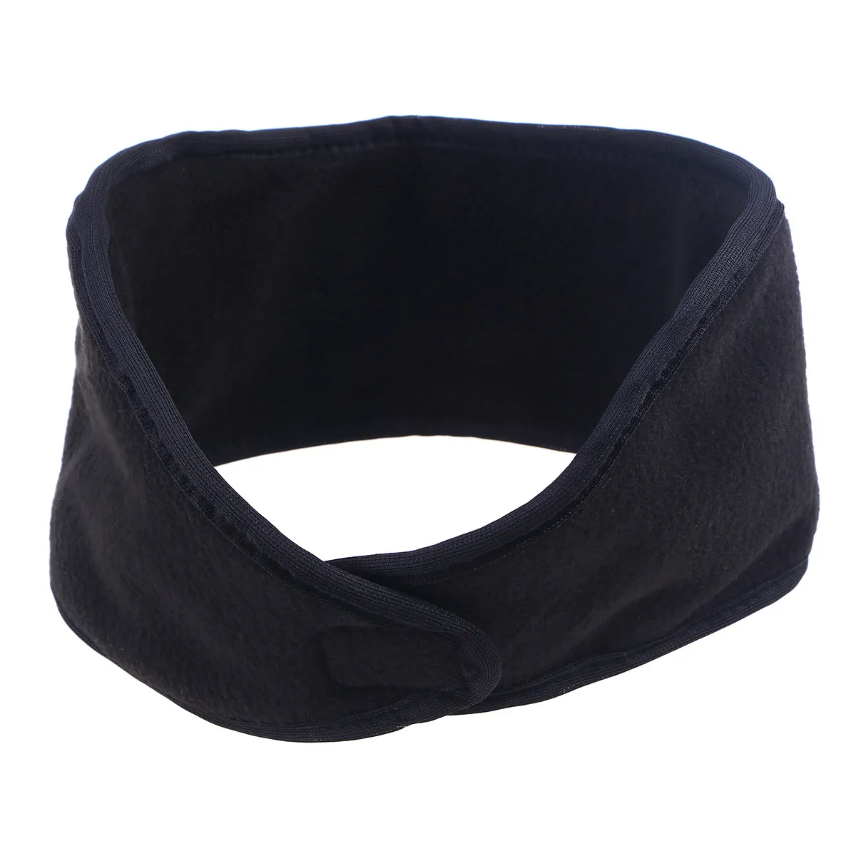 

Double Layer Fleece Warm Hairband Black Elastic Headband Full Ear Coverage Ponytail Hole for Running Hiking Cycling Skiing