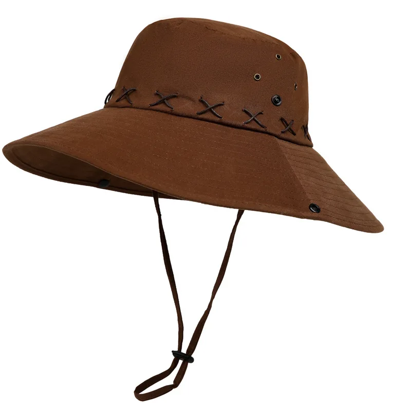 

American Retro Western Cowboy Hat Women Wear Summer Outdoor Mountaineering Big Brim Sun Hat Sun-proof Bucket Hat
