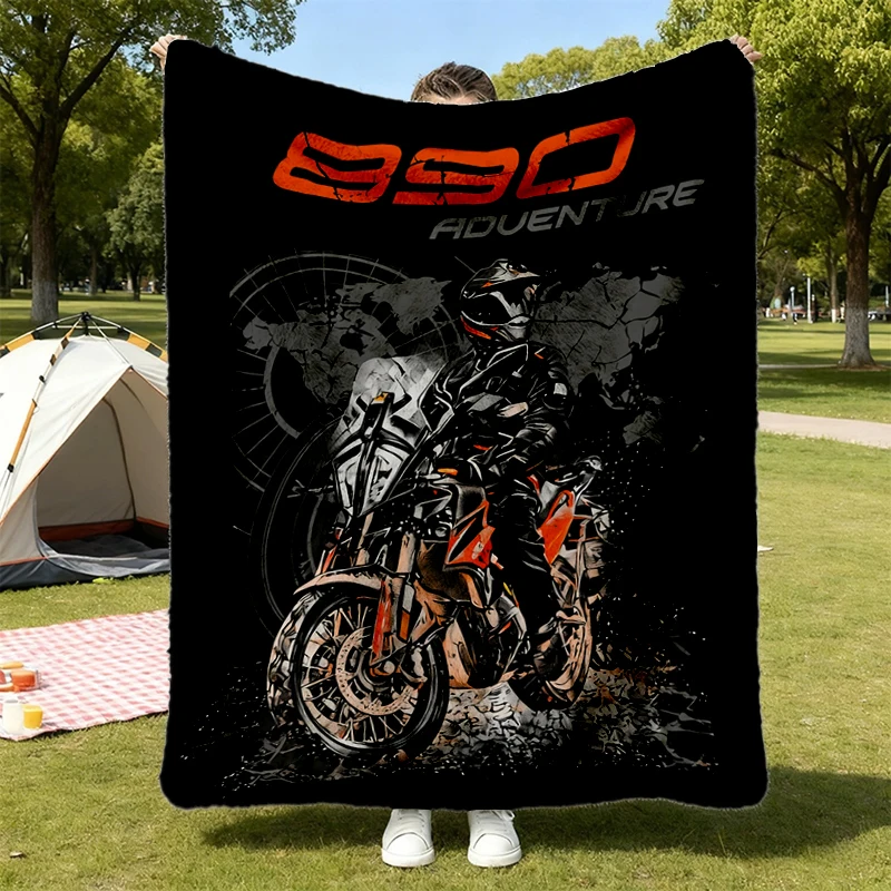 890 Adventure R Flannel Blanket Rally Motorcycle Rider Off Road Travel Flannel Throw