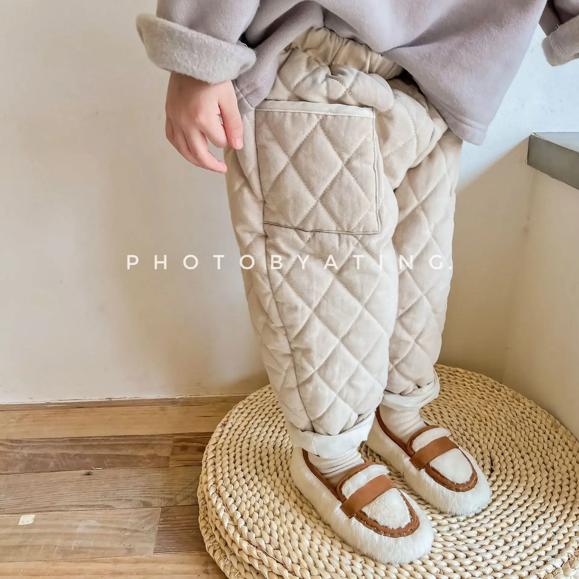 Girls Pants 2026 Autumn And Winter New Children's Clothing Korean Style Girls Baby Fashion Quilted Thick Cotton Pants Casual