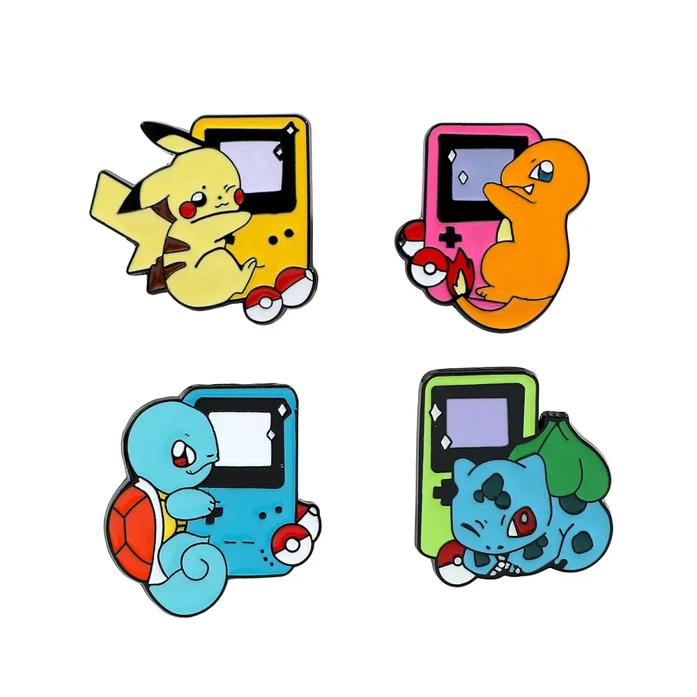 

4 Pcs Anime Pikachu Brooch Cute Squirtle Enamel Pin Metal Badge Jewelry Backpack Clothing Accessories Festive Gift