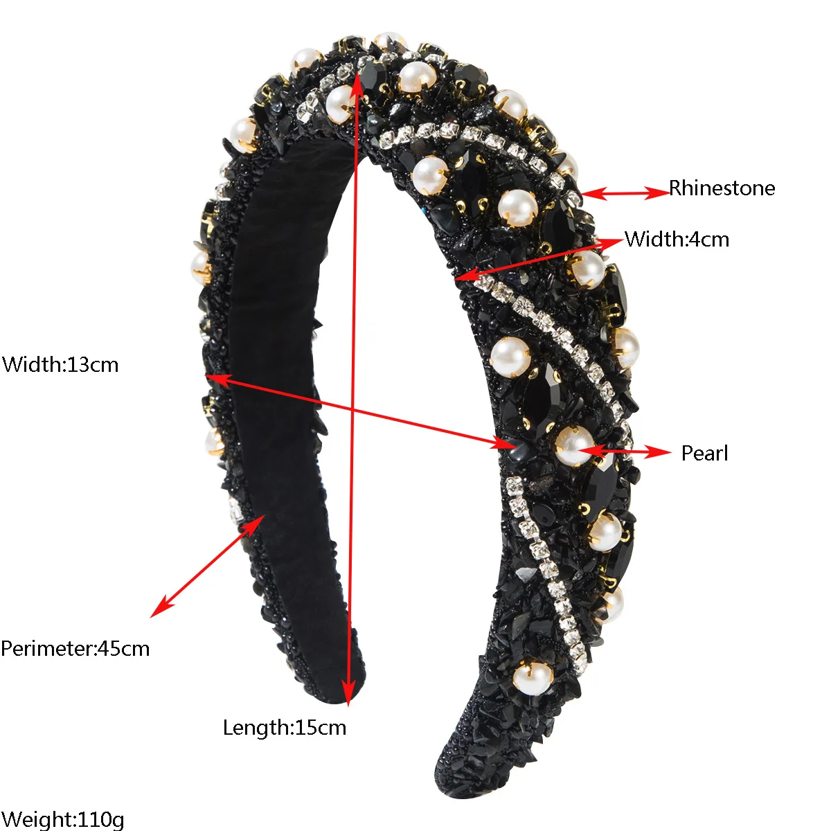 New Vintage Heavy Industry Pearl Diamond Colored Stone Headband Baroque Premium Banquet Ball Hair Accessories