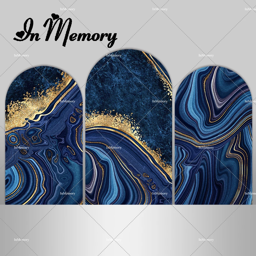 

Эстетический королевский синий золотой гранит, мраморная арка, фон для детского душа, дня рождения, свадьбы, арочный настенный чехол, двусторонний