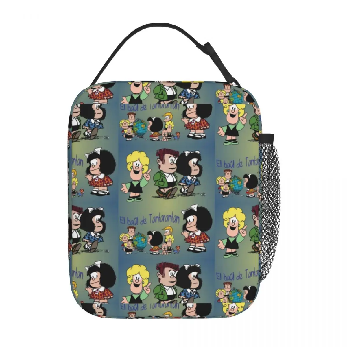 

Mafalda Cartoon Pattern Insulated Lunch Bag Quino Comics Food Bag Portable Thermal Cooler Lunch Boxes For Work