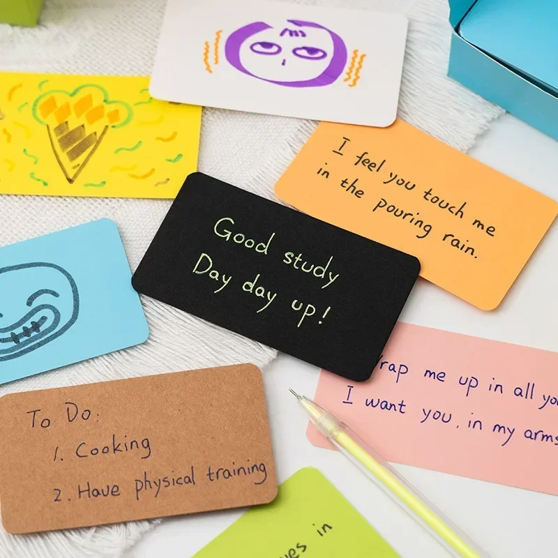 10/50/100 قطعة بطاقة ورق كرافت فارغة كلمة بطاقة مزدوجة الوجهين ملاحظة DIY بها بنفسك بطاقة رسالة ملونة بطاقة الكتابة التسمية المرجعية بطاقة التعلم