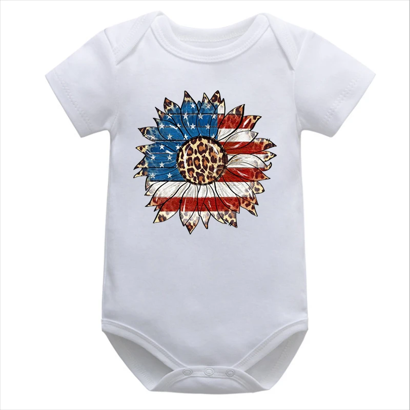 

America Sunflower Shirt USA Flag Flower Baby Boy Clothes 4th of July Flag Graphic Shirt Freedom Independence Newborn Clothes M