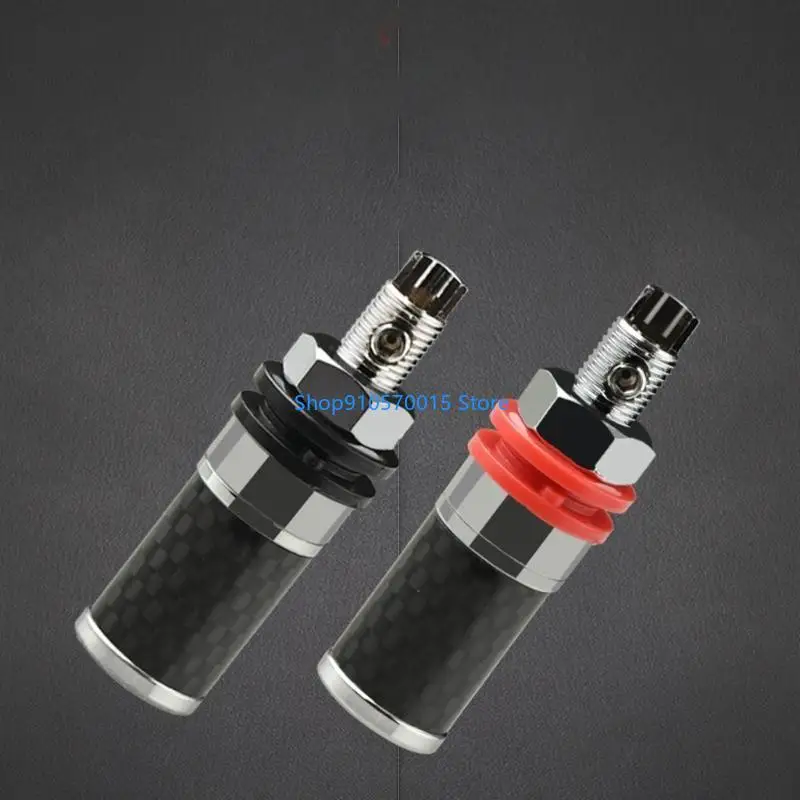B95C 2Pcs Black & Red Banana Binding Post Rhodium Plated HIFI Speaker Terminal