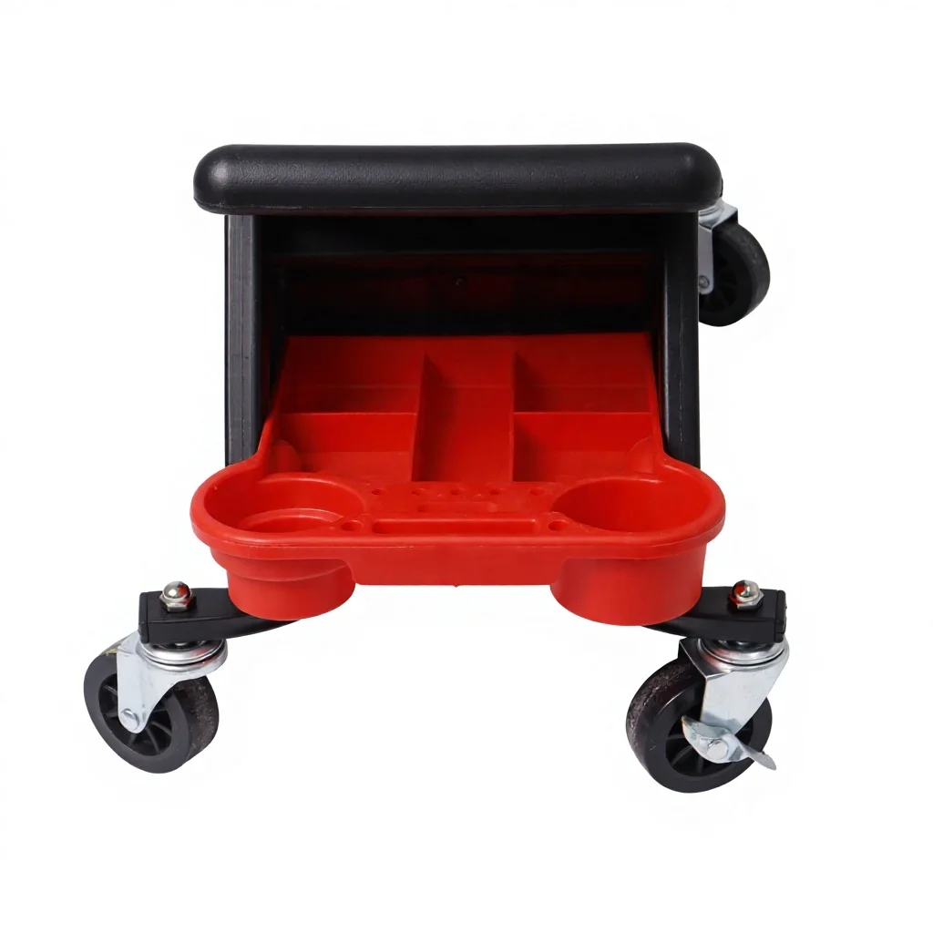 Professional 300lbs Capacity Lockable Wheels Storage Tray Auto Detailing Repair Garage Mechanic Stool
