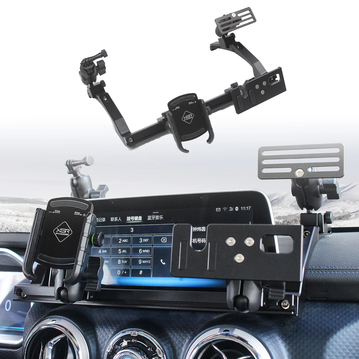 

For Baic BJ40 40PLUS 2024 2025 Dashboard Console Phone Holder Dashboard Mount Adjustable Rotational Multi-Function Bracket Kit