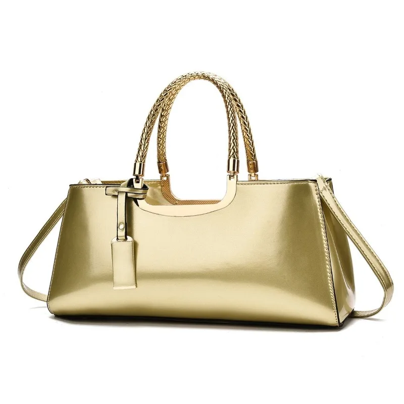 

Patent Leather Bright Leather Women's Bride Fashion Gold Messenger Bag One Shoulder Wedding Reception Handbag Trendy High Value