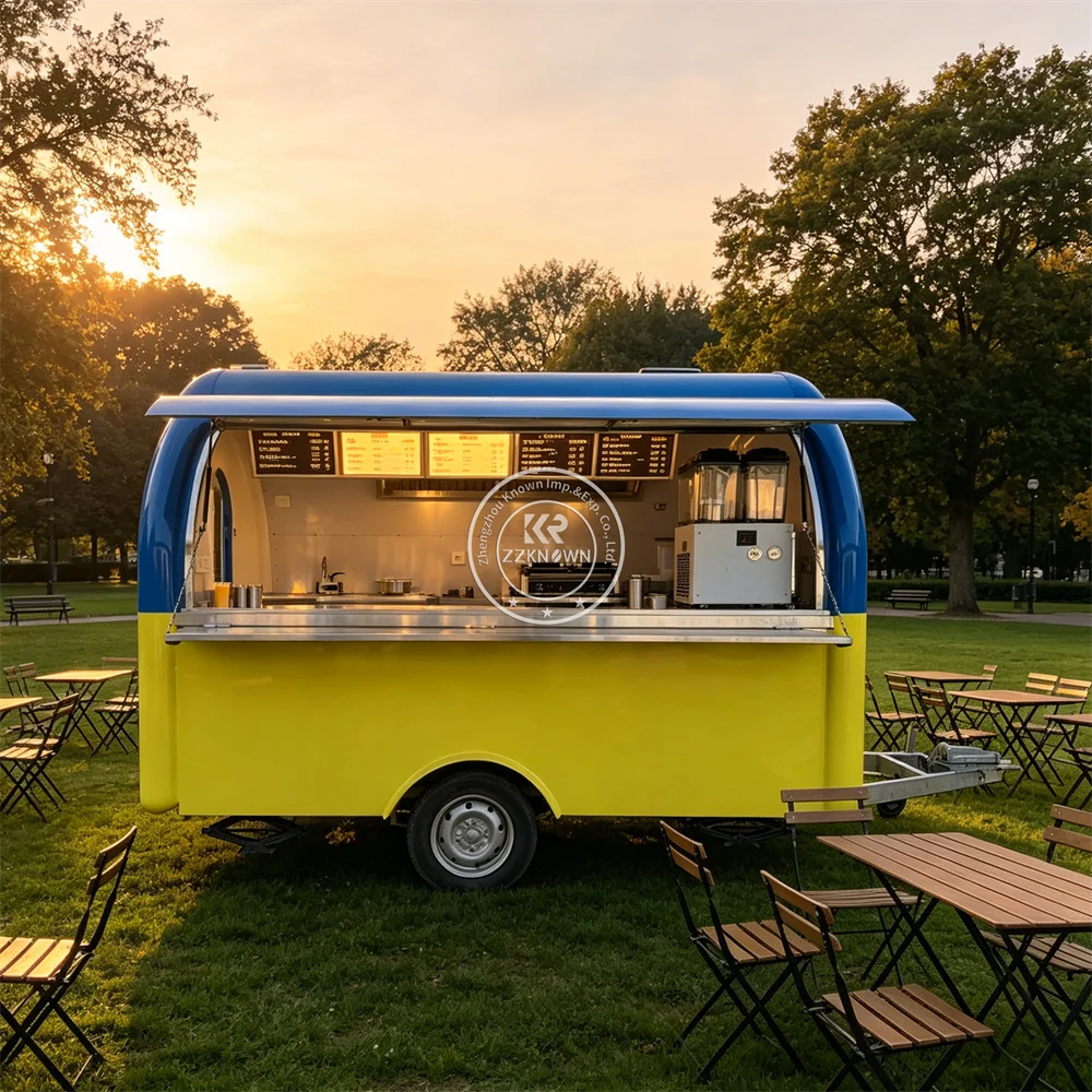 

Premium Mobile Food Trailer Coffee Van Street Catering Kiosk Mobile Ice Cream Cart Food Truck With Complete Kitchen System