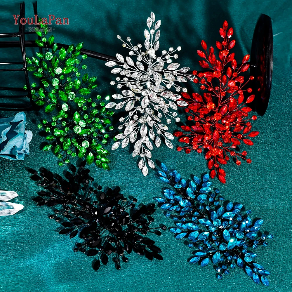 YouLaPan الزفاف حجر الراين عقال العروس الفاخرة خوذة اليدوية النساء مأدبة الحفلات إكسسوارات الشعر العصرية Hairwear HP857 #6