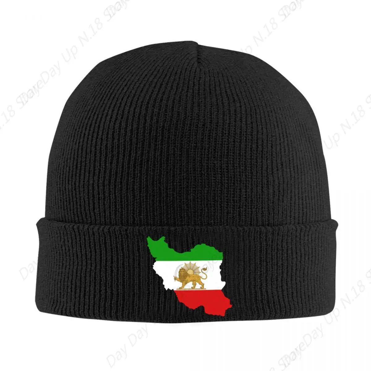 Custom Flag Of Iran Map Beanie Cap Unisex Winter Warm Bonnet Homme Knitted Hat Cool Outdoor Lion And Sun Skullies Beanies Hats