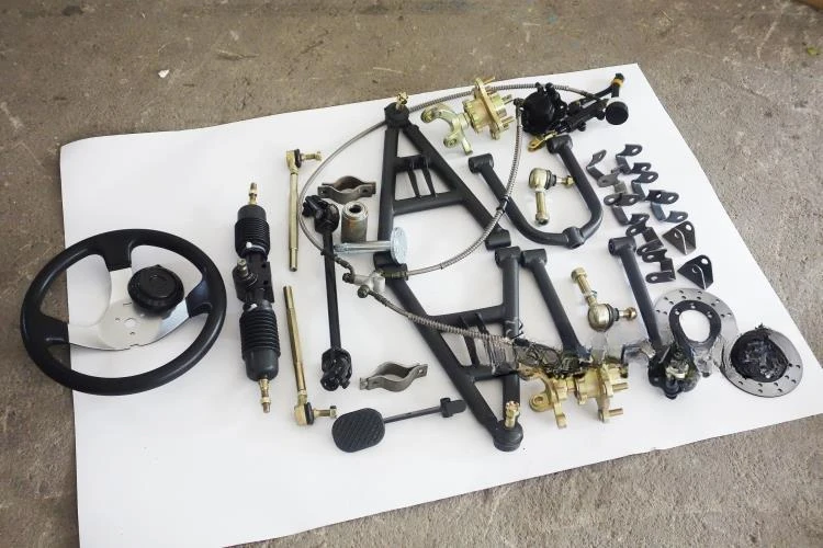 Suspension rock arm steering gear system assembly suitable for refit accessories of electric motorcycle four-wheeled ATV kart.