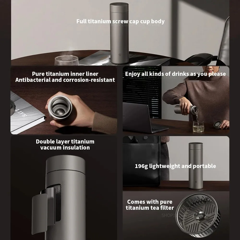 NEW MIJIA Thermos Cup Ti 2 TA1 Pure Titanium 480ML Capacity Material 6-hour Keep Warm Medical Material Travel Drink Thermos Cup