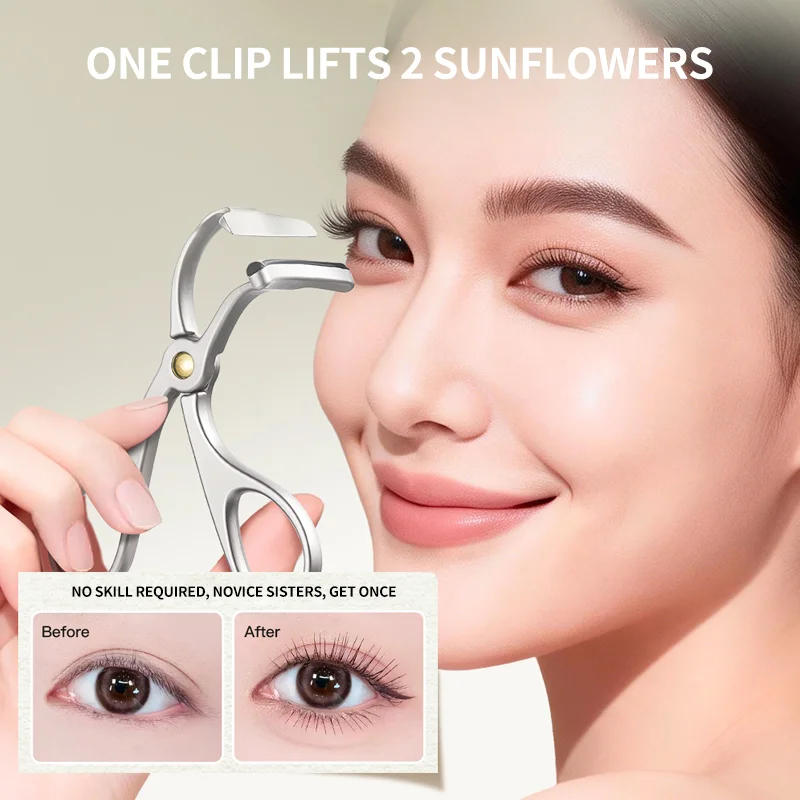 Picture 3: 1pcs eyelash curler professional,Pearl Nickel Plated Zinc Alloy Lash Curler Ergonomic Professional Eye Makeup Tool with 10rubber