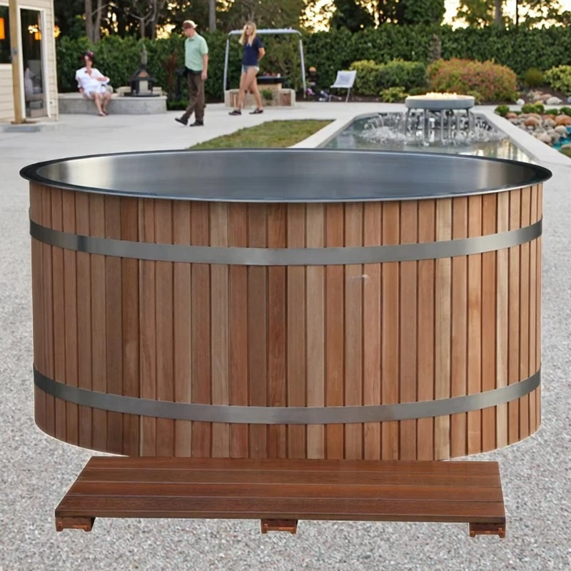 

Wooden Stainless Steel Gym Athlete Cold Plug Ice Bath