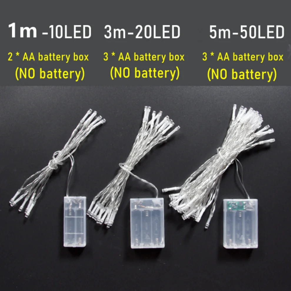 5/10M Scatola batteria Lampada a corda Ghirlanda Albero di Natale Fata Catena luminosa Impermeabile Casa Festa di nozze Decorazioni per le vacanze all'aperto