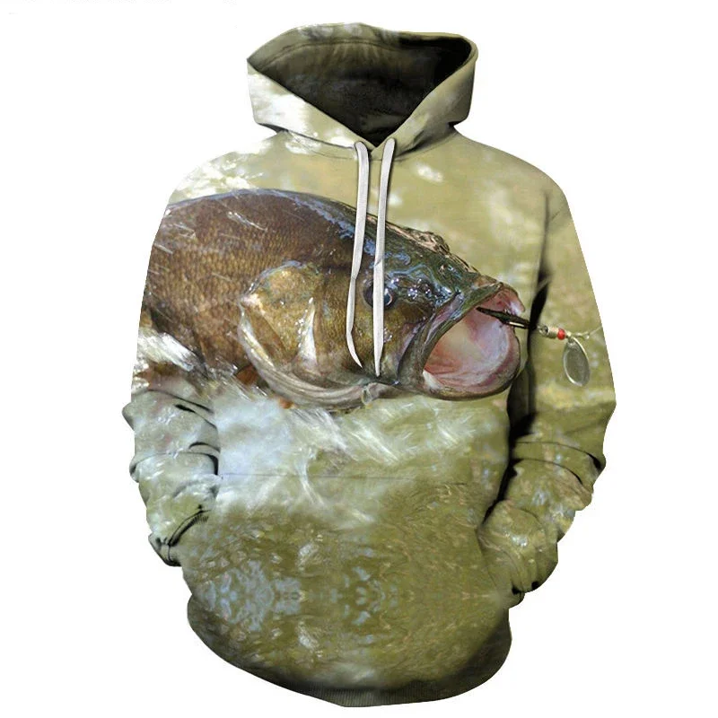 3D Printed Tuna Fishing Pattern Men\'s Hoodie Harajuku Street Sweatshirt Unisex Casual Pullover Autumn Jacket Essential Sportswea