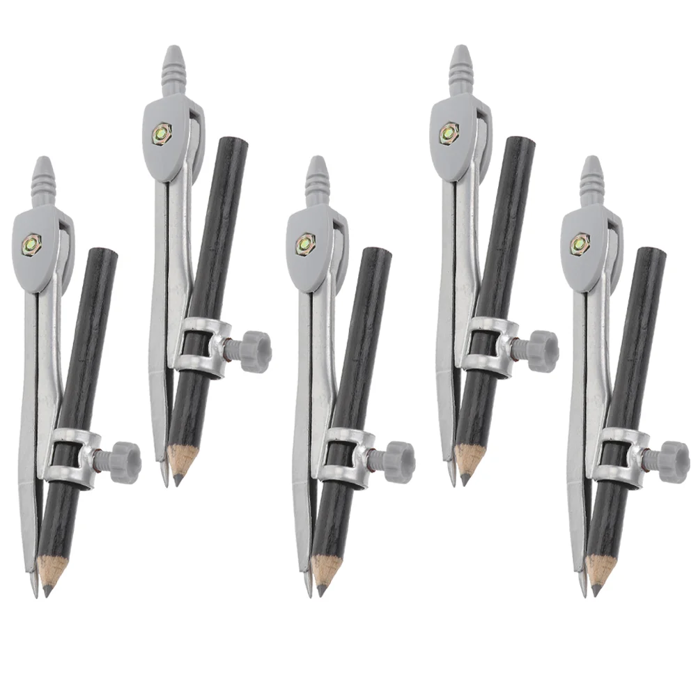 Bussole da disegno da 5 pezzi Strumento circolare Set riutilizzabile Geometria in legno per la lavorazione del legno portatile