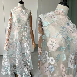 1yard Price Embroidered mesh gauze material Lace fabric dress children's dress soft gauze skirt fabric