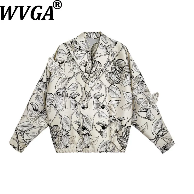 

WVGA Spring Autumn New Men White Moth 3D Suit Collar Drop Shoulder Padded Trendy Jacquard Shirt Niche Chic Casual Top Ins W18668