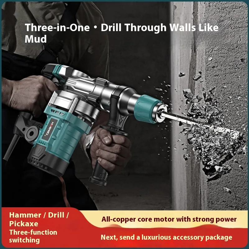 Mini Demolition Breaker Hammer Drill Machine Three Function Rotary Hammer Drill Concrete Demolition Spower Hammer Drills