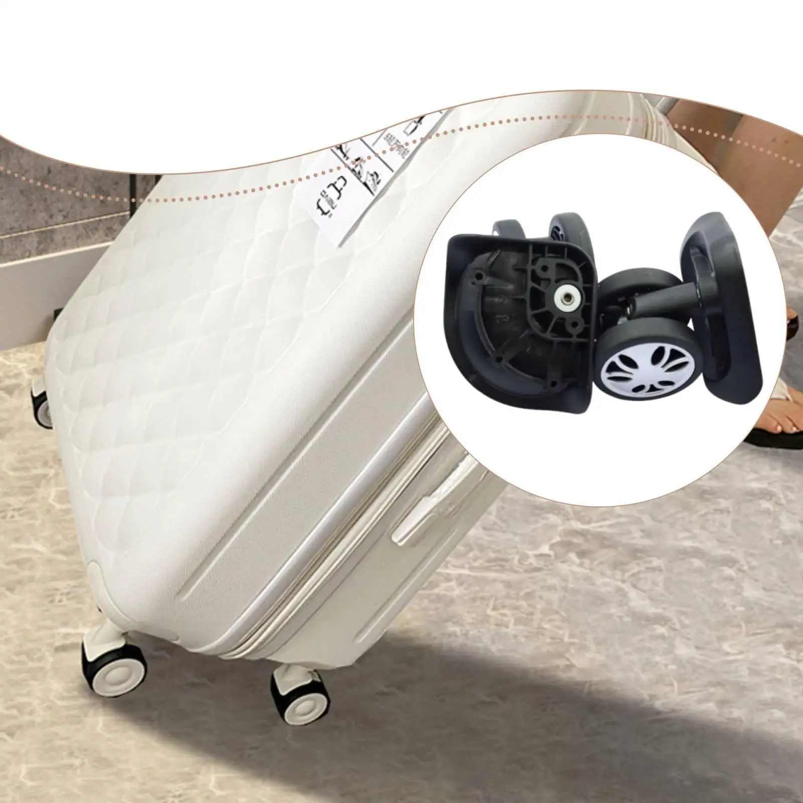 1 Pair Luggage Wheels Mute Wear Resistant Easily Install Sturdy Versatile 360 Degree Swivel Replace Double Row Casters