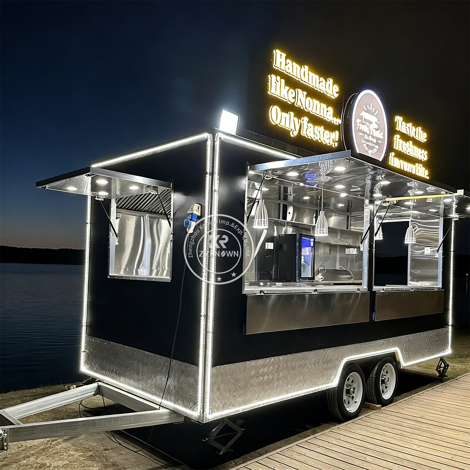 

Мобильный кухонный прицеп для хот-догов, кофе, еды, киоск быстрого питания, полностью оборудованный грузовик для еды на заказ для общественного питания на открытом воздухе