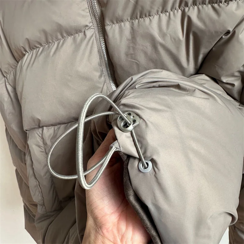 Chaqueta de plumón para mujer, abrigos rellenos de plumón de pato blanco 90 para otoño 2025, abrigo grueso a prueba de viento con cuello levantado y2k, abrigos para mujer