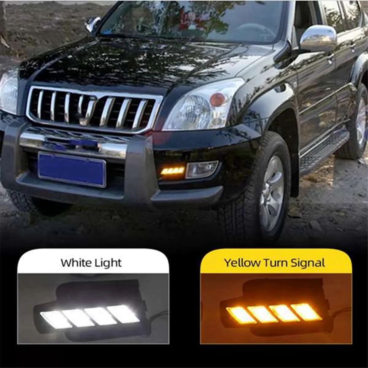 

Car Headlight DRL Daytime Running Light Fog Lights for Toyota Prado 120 Land Cruiser LC120 FJ120 2003-2009