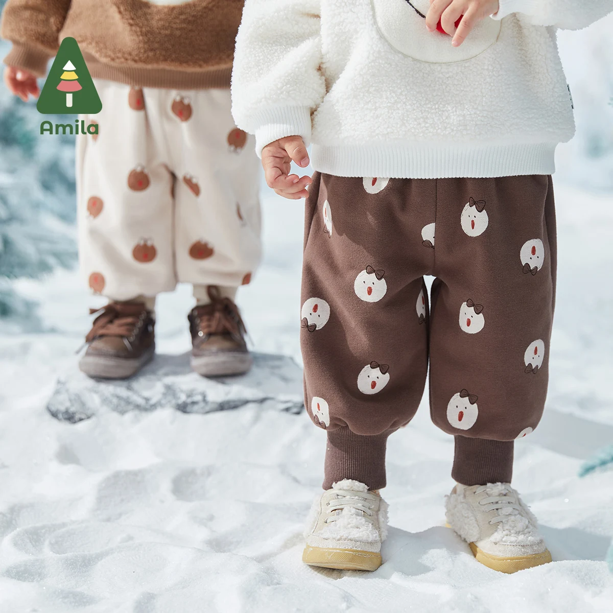 

Amila Baby's Pants 2024 Winter New Baby Girls Cute Cartoon Fashion Casual Soft Pant With Loose Trousers