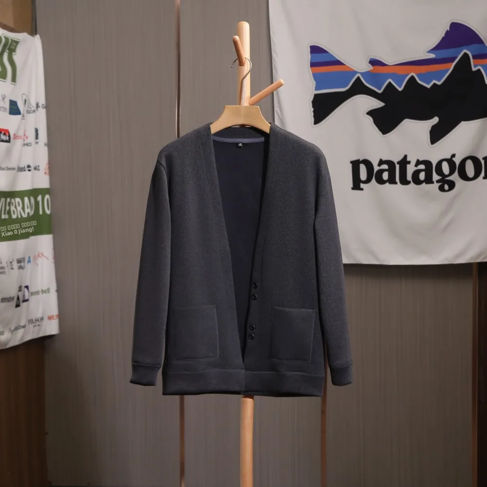 

High Quali Men's Knitted Fce Cardigan Coat Casual Versatile Autumn Winter Wool Blend Long Sve V Ne Warm Breathable