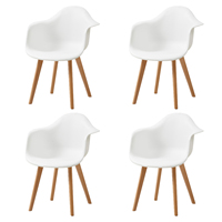 A Set of 4 Dining Chair Armchair Minimalist Retro Modern Plastic Beech Legs for Dining Room Kitchen Living Room White/Black/Gray