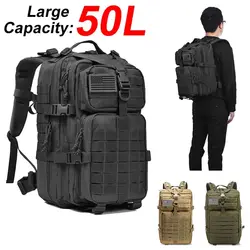 50L Large Capacity Men Tactical Backpack 3P Softback Outdoor Waterproof Bug Rucksack Hiking Camping Hunting Bags