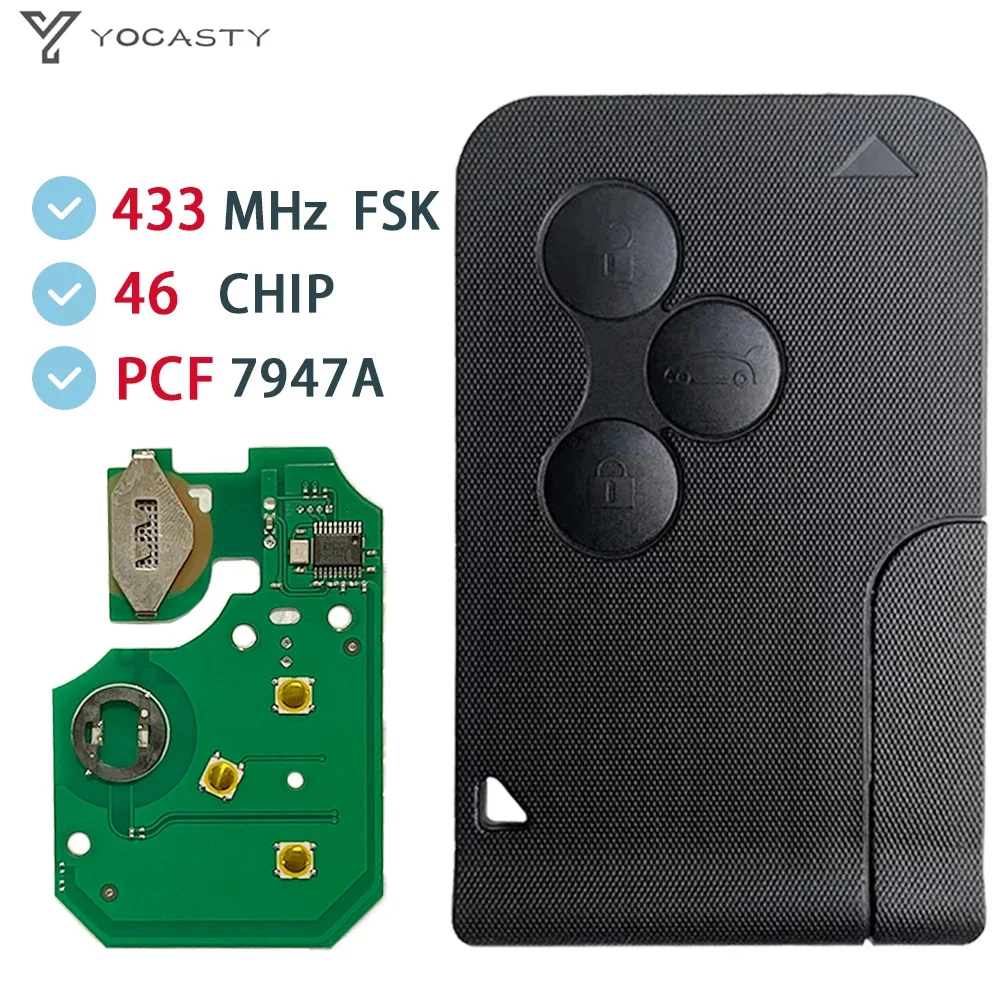 YOCASTY 433Mhz 46 Chip PCF7947A Remote Card Key For Renault Megane II Scenic II 2003 2004 2005 2006 2007 2008