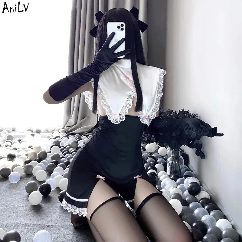 AniLV Halloween Nun Series Costume Women Anime Convent Dress Unifrom Set Cosplay NX8774