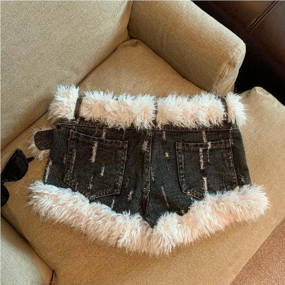 2000s Women's Denim Shorts Autumn Winter New Vintage Spicy Girl's Versatile Short Jeans High Street Item Female Clothing