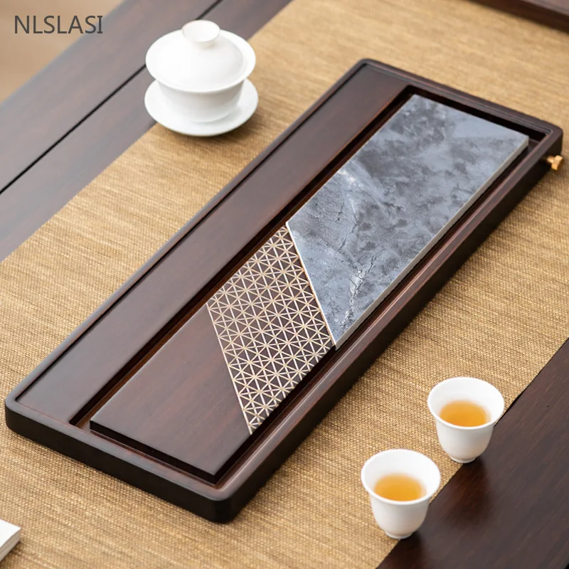 Retro Large Size Bamboo Tea Tray Drainage Type Tea Table Chinese Tea Ceremony Accessories Home Rectangular Trays Decorative