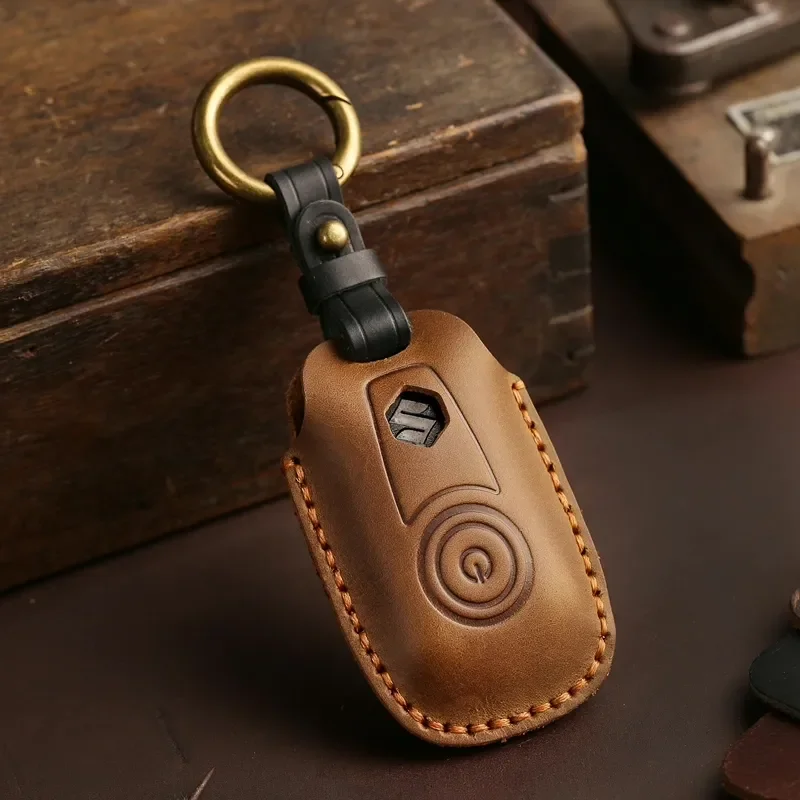 for Suzuki Super Vitara Starter Key Cover Genuine Leather Remote Control Bag Buckle Shell High End Car Key Case for Men Women view 3