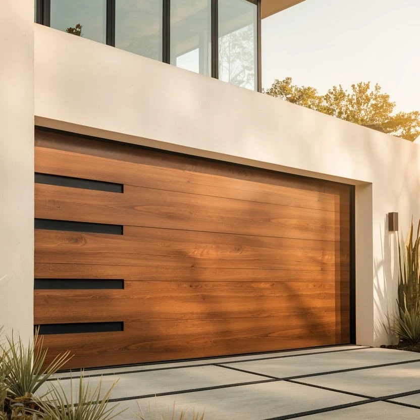 Residential External Doors Thermal Break Wooden Grain Aluminium Garage Door Automatic Roll Up Car Port Anti-theft Garage Doors