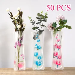 1-50Pcs Foldable Plastic Vase Unbreakable Folding Home Decor Reusable Flower Vase Durable Decor Vase DIY Home Plant Decoration