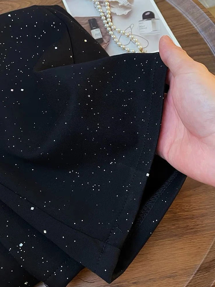 أنيقة واسعة الساق السراويل النساء عالية الخصر السراويل الكورية غير رسمية الربيع فضفاضة الإناث الدانتيل يصل موضة Sweatpants السوداء