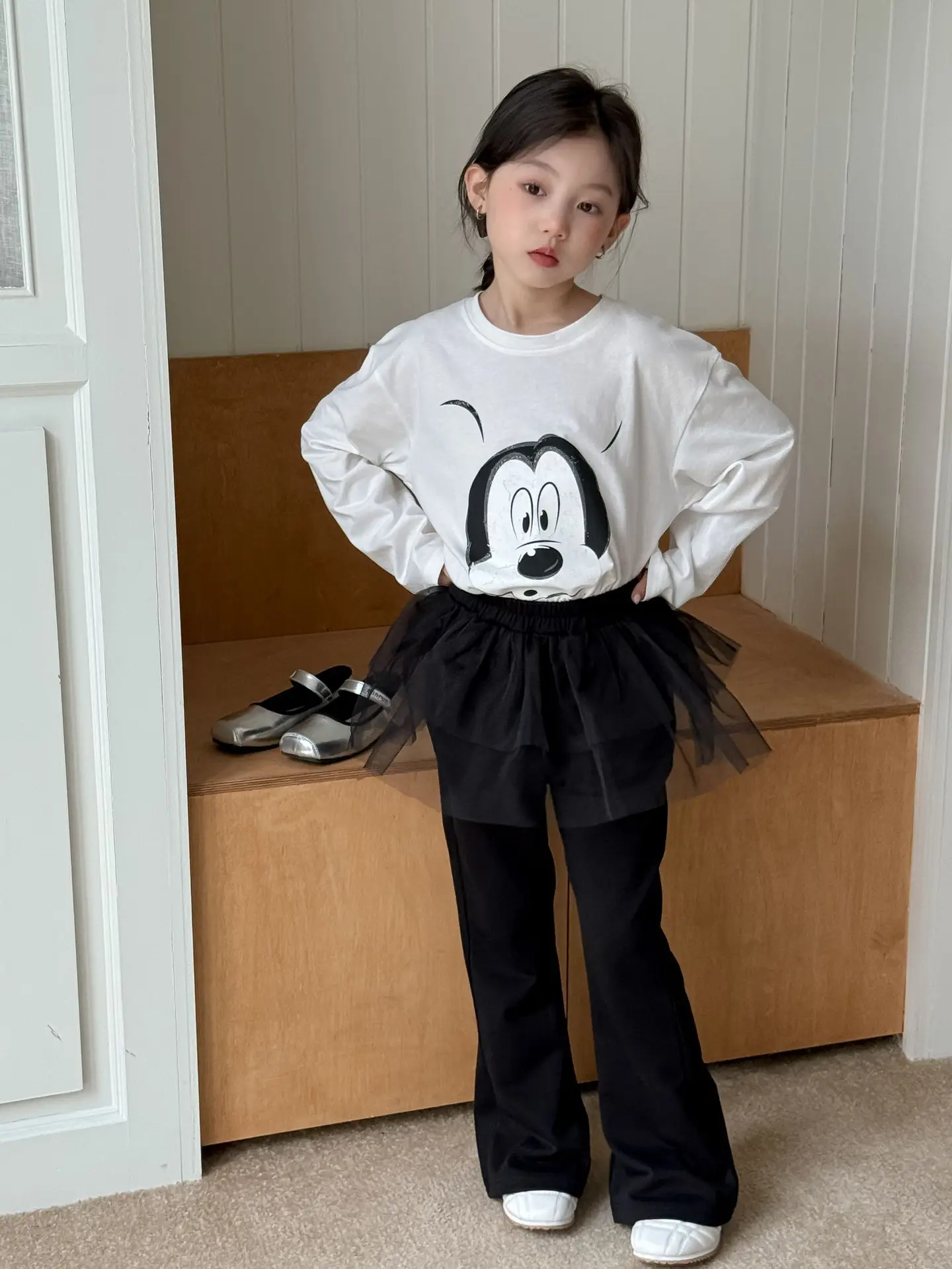 子供用ツーピースガーゼスカート,女の子用フェイクパンツ,女の子用パッチワーク,ベルボトム,韓国スタイル,新しい春のコレクション2022